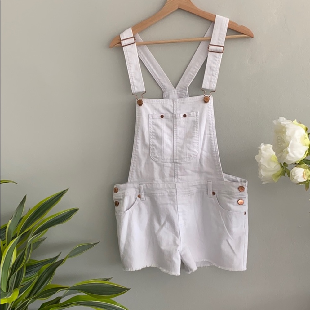 Tinseltown White Denim Overall Shorts
